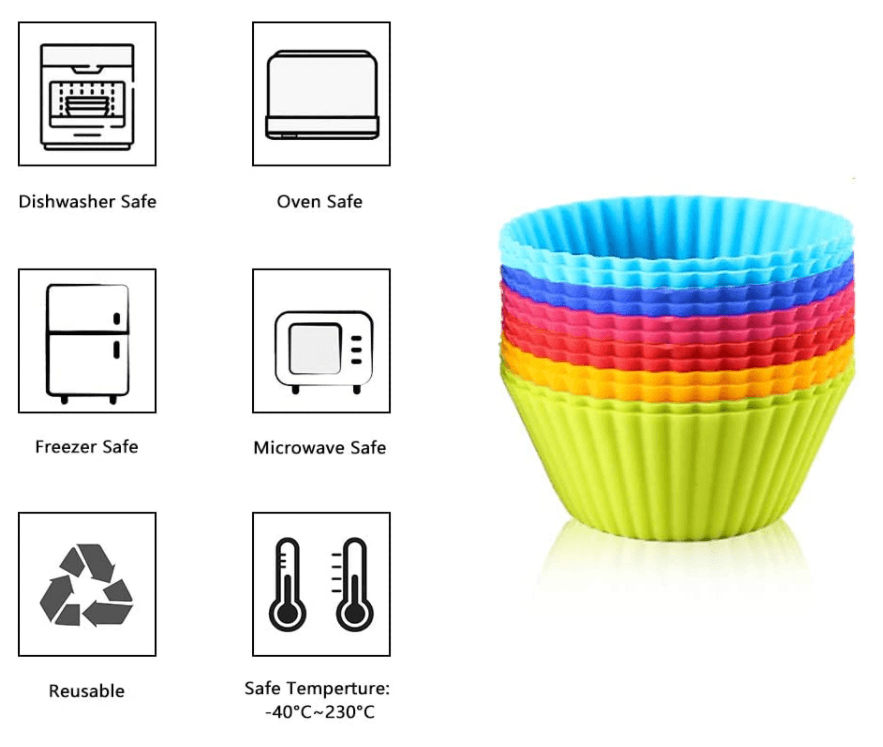 Reusable Colorful Cups Muffin and Cupcake Baking Cup Silicone Cake Mold thumbnail 4