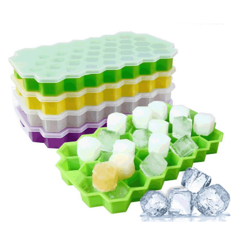 Hot Sale Food Grade 37 Cubes Silicone Ice Cube Tray Honeycomb Ice Mold with Lids