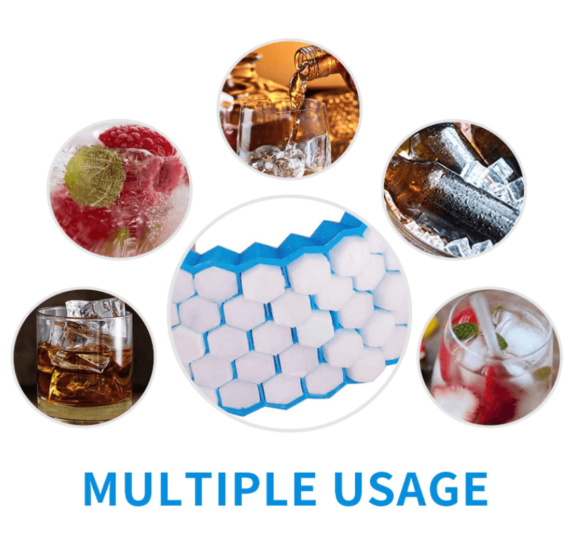 Hot Sale Food Grade 37 Cubes Silicone Ice Cube Tray Honeycomb Ice Mold with Lids thumbnail 4