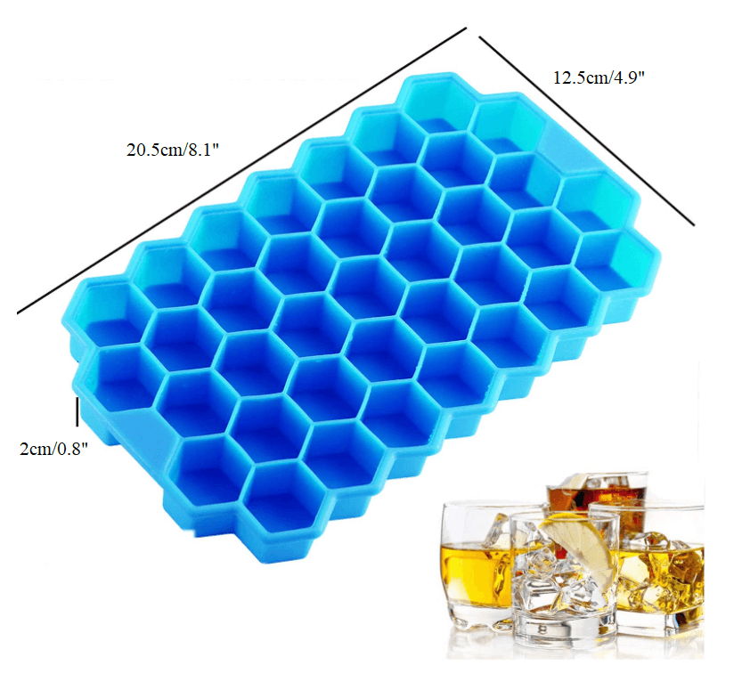 Hot Sale Food Grade 37 Cubes Silicone Ice Cube Tray Honeycomb Ice Mold with Lids thumbnail 6