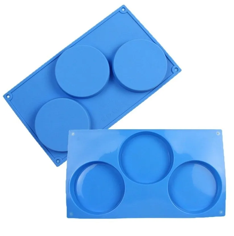 Food Grade 3 Holes Round Biscuits Silicone  Baking Cookie Cake Mold thumbnail 2
