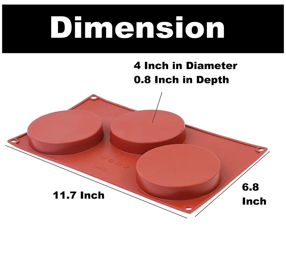 Food Grade 3 Holes Round Biscuits Silicone  Baking Cookie Cake Mold thumbnail 5