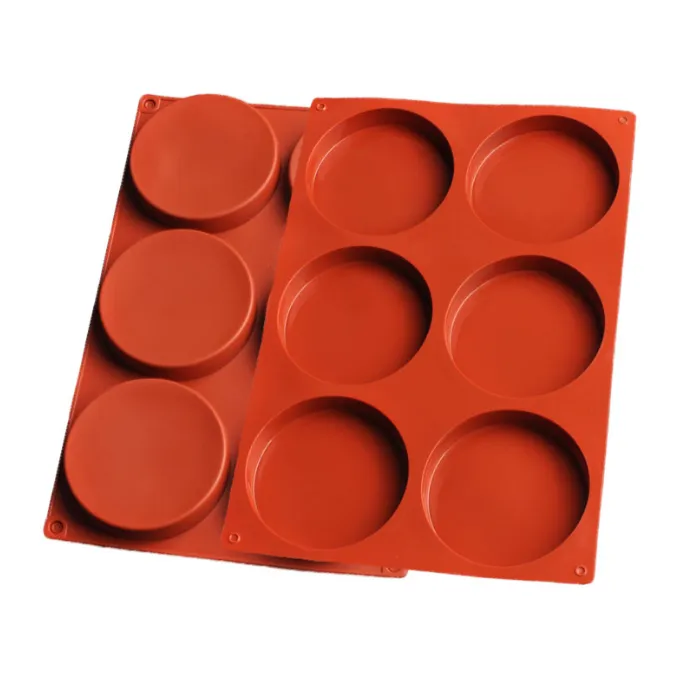6-Cavity Large Cake Molds Silicone Round Disc Resin Mold Non-Stick for Candy Baking Bakeware Chocolate Coaster