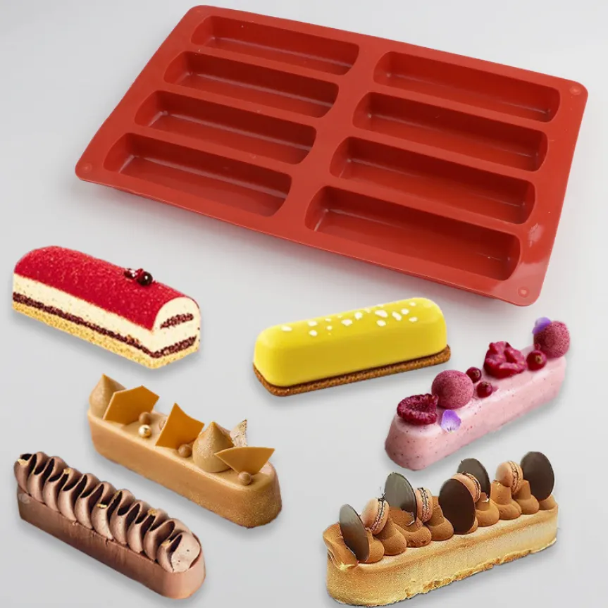 8-Cavity Tiramisu Finger Cookie Mold Food-Grade Silicone Home Use Baking Tool  thumbnail 4