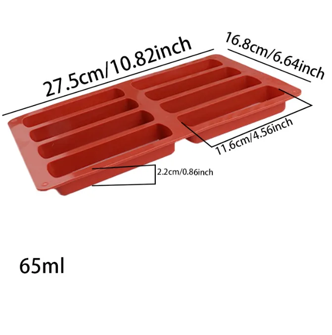 8-Cavity Tiramisu Finger Cookie Mold Food-Grade Silicone Home Use Baking Tool  thumbnail 5