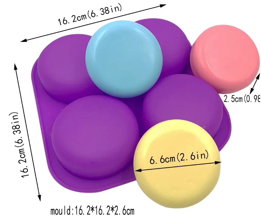 4 Cavity Round Baking Mould Circles Silicone Handmade Soap Making Molds thumbnail 4