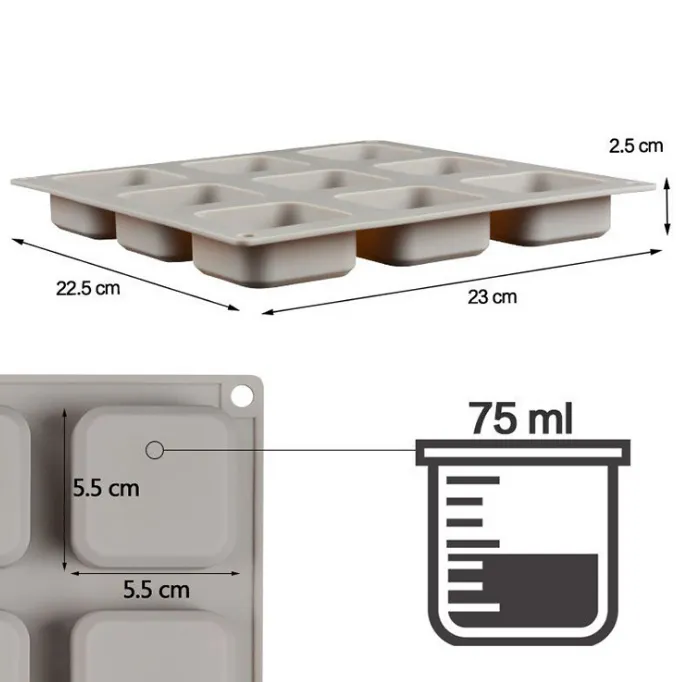 9-Cavity Square  DIY Handmade Silicone Soap Mold thumbnail 5