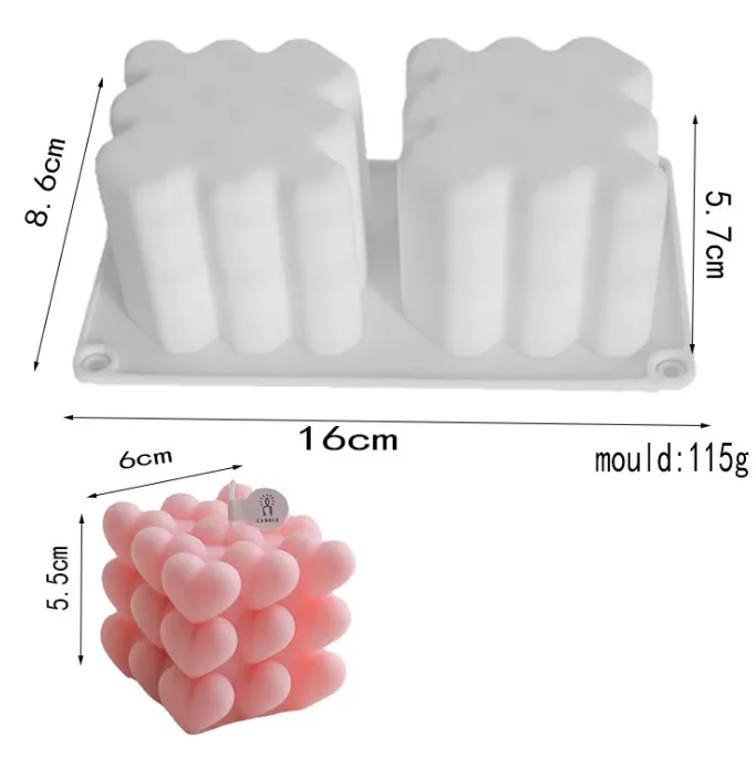 2 Cavity Mousse Cake Molds 3D Magic Square Bubble Cube Silicone Candle Mold thumbnail 2