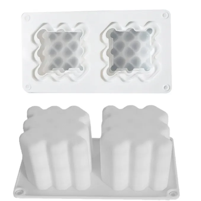 2 Cavity Mousse Cake Molds 3D Magic Square Bubble Cube Silicone Candle Mold thumbnail 4