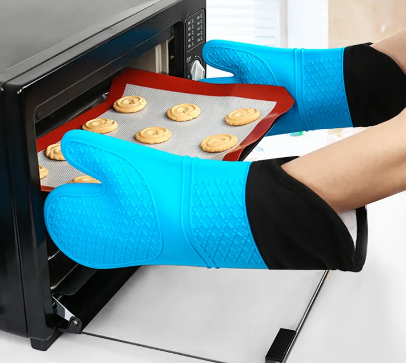 Waterproof Silicone Baking Mitts - Heat Resistant Cooking Gloves thumbnail 4