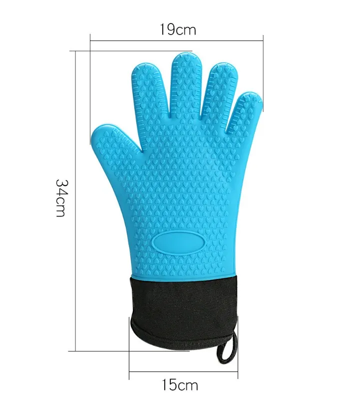 Silicone Gloves Heat Resistant Double Oven Mitts for Kitchen Cooking BBQ Baking thumbnail 2