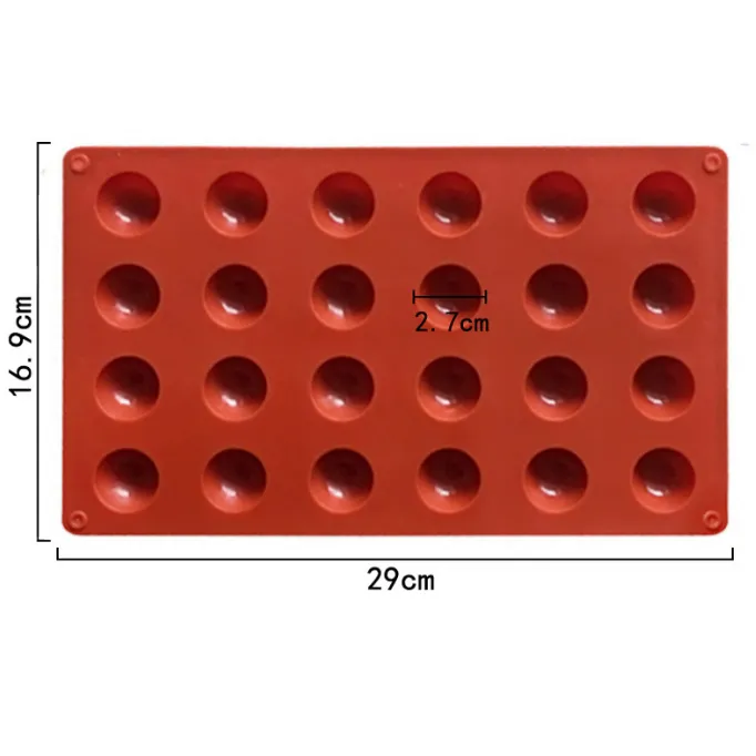 24 Cavities Jelly Mousse Chocolate Molds Semicircle  Silicone Cake Mold thumbnail 3