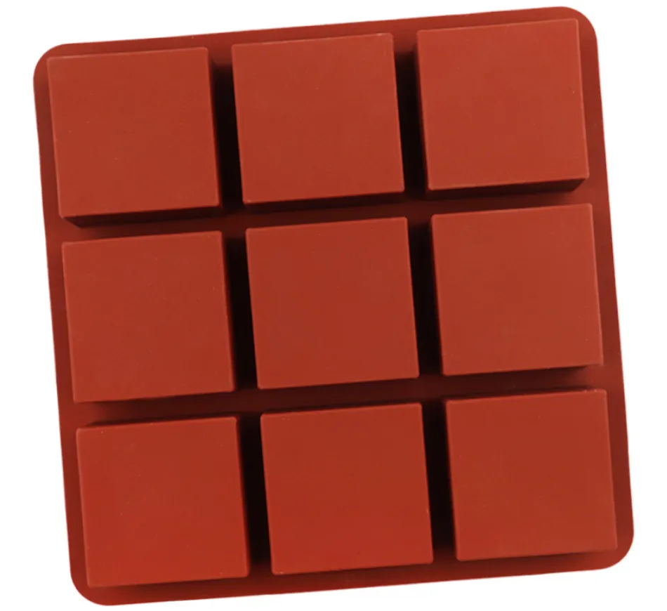  9 Hole square Shape Silicone Cake Mould Home Diy Hand Make Soap Mold thumbnail 2