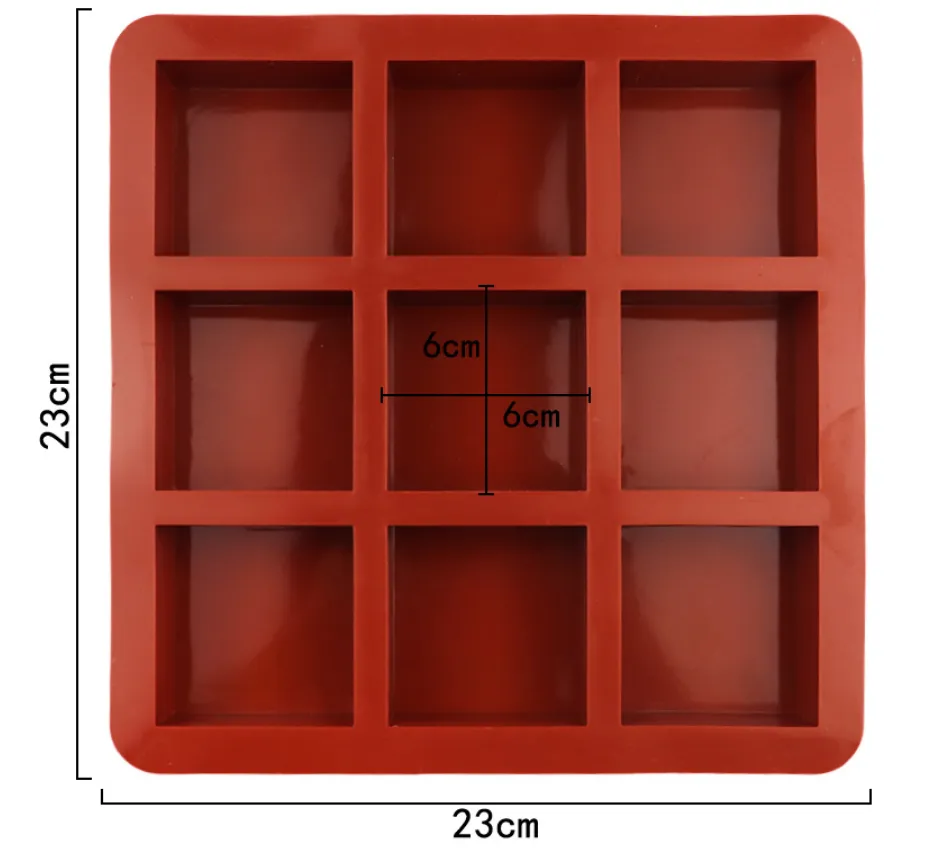  9 Hole square Shape Silicone Cake Mould Home Diy Hand Make Soap Mold thumbnail 4
