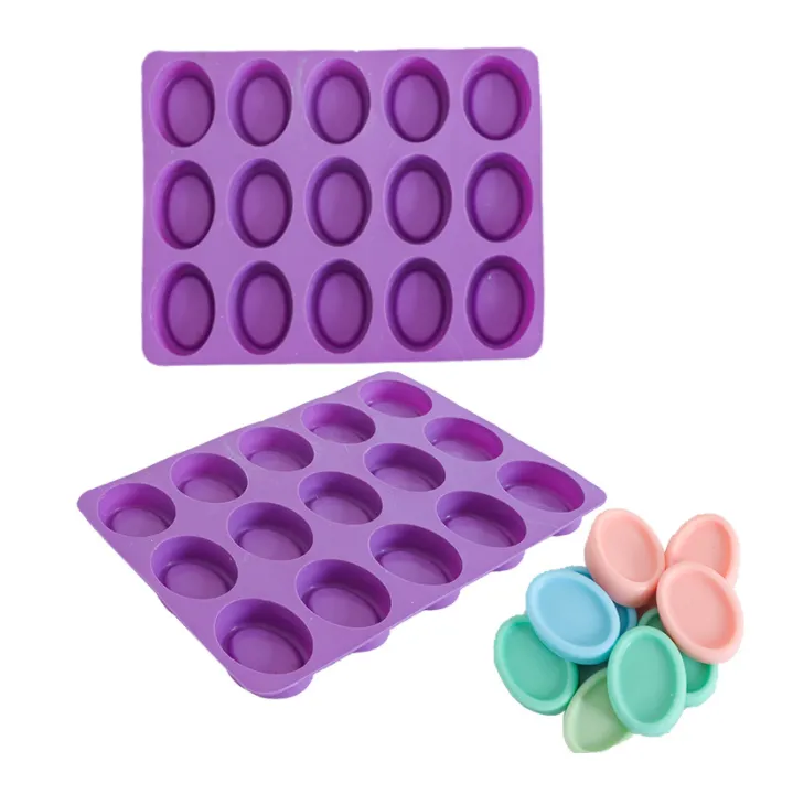 Handmade 15 Cavity Oval Silicone Baking Cake Mould Soap Molds - Image 1
