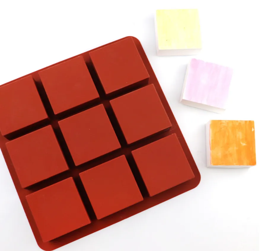 9 Hole square Shape Silicone Cake Mould Home Diy Hand Make Soap Mold - Image 1